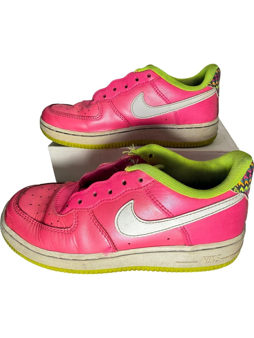 Nike Air Force 1 PS CW5766-600 AF1 Pink White Volt Shoes Sneakers Kids Size 2Y